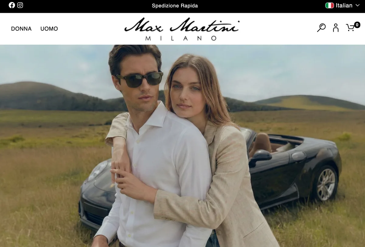 Homepage dello store Max Martini Milano